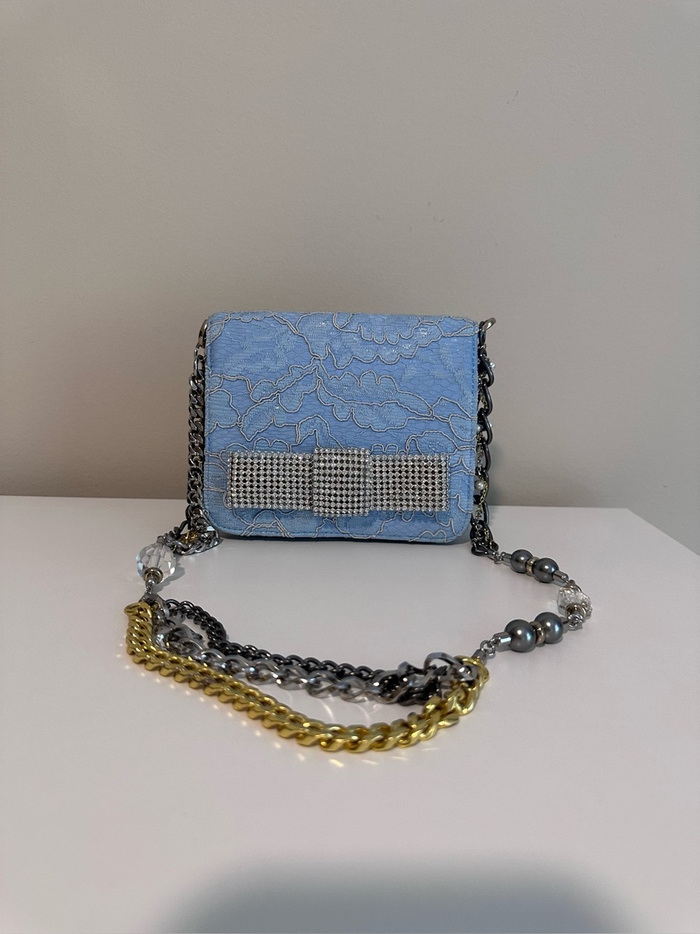 Dolce Gabbana Rare lace rhinestone evening shoulder bag - Picture 13 of 17